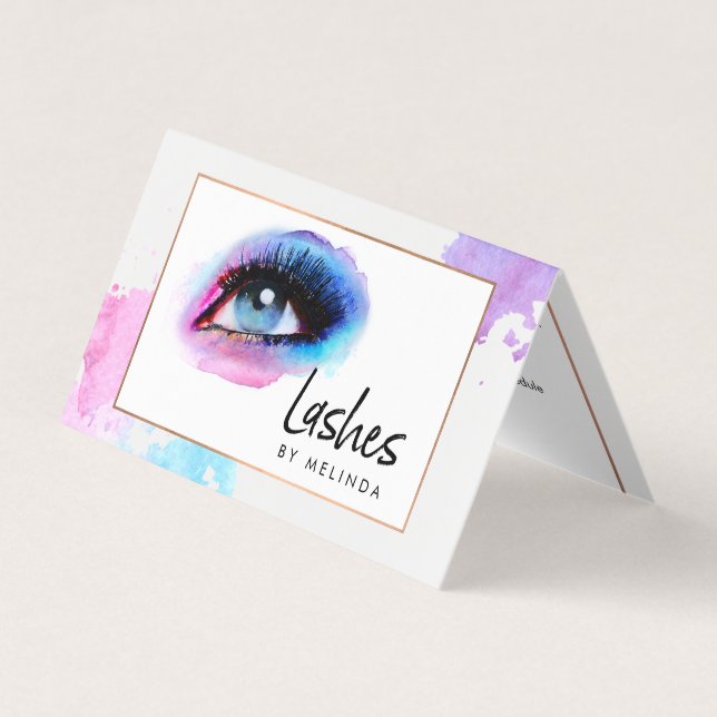 Carte De Visite Aquarelle créative Eyelashes Bleu Aftercare II (Devant)
