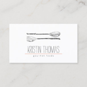 Carte De Visite Aquarelle cuillère peinte et fourche