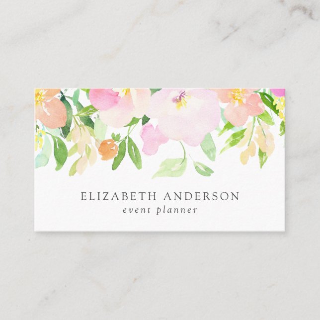 Carte De Visite Aquarelle Dainty Fleurs | Pastel Floral (Devant)