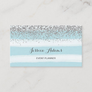 Carte De Visite Aquarelle d'argent et de bleu