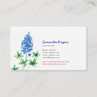 Carte De Visite Aquarelle de Bluebonnet et du Texas
