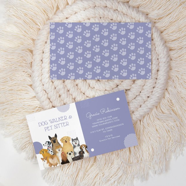 Carte De Visite Aquarelle de chien moderne Walker pour animal de c (Créateur téléchargé)