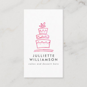 Carte De Visite Aquarelle de gâteau Mariage à main