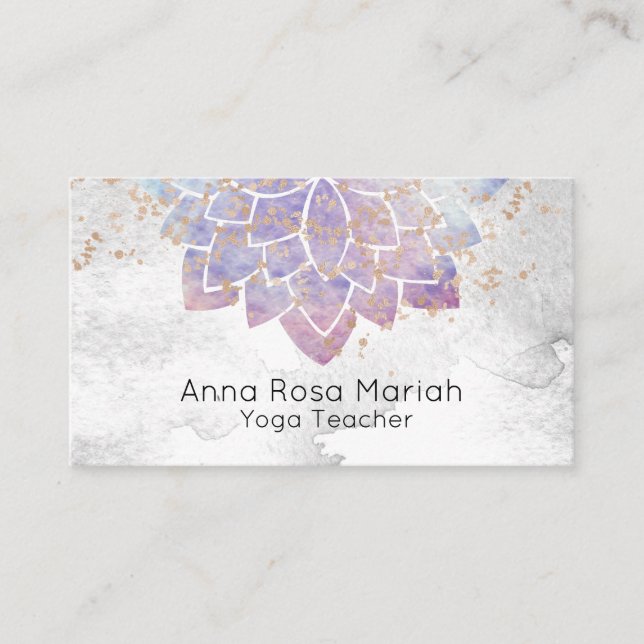 Carte De Visite *~* Aquarelle de lavande Mandala Parties scintilla (Devant)