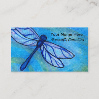 Carte De Visite Aquarelle de libellule bleue créative
