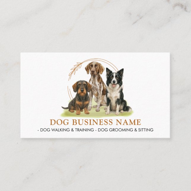 Carte De Visite Aquarelle de marcheur de chien pour animaux de com (Devant)