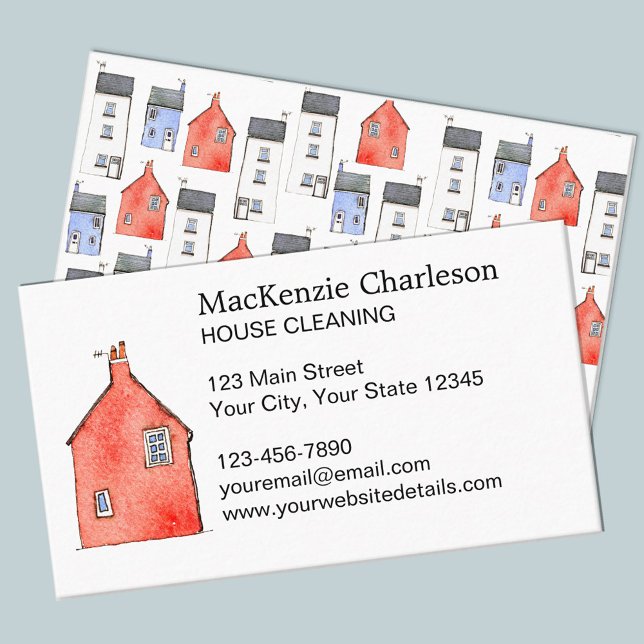 Carte De Visite Aquarelle de nettoyage de maison (Créateur téléchargé)