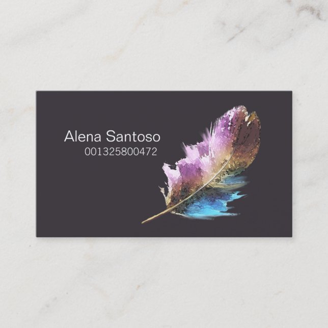Carte De Visite Aquarelle de plume (Devant)