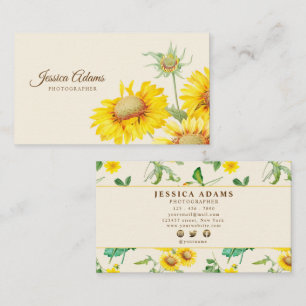 Carte De Visite Aquarelle de tournesol jaune rustique