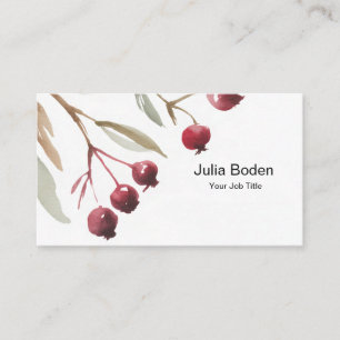 Carte De Visite Aquarelle de verdure aux branches et baies