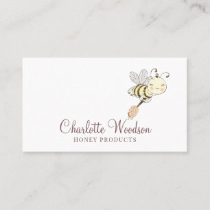 Carte De Visite Aquarelle de Whimsical Miel Bee Beekeeper