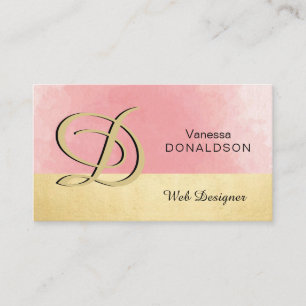 Carte De Visite Aquarelle décorée d'un monogramme professionnell