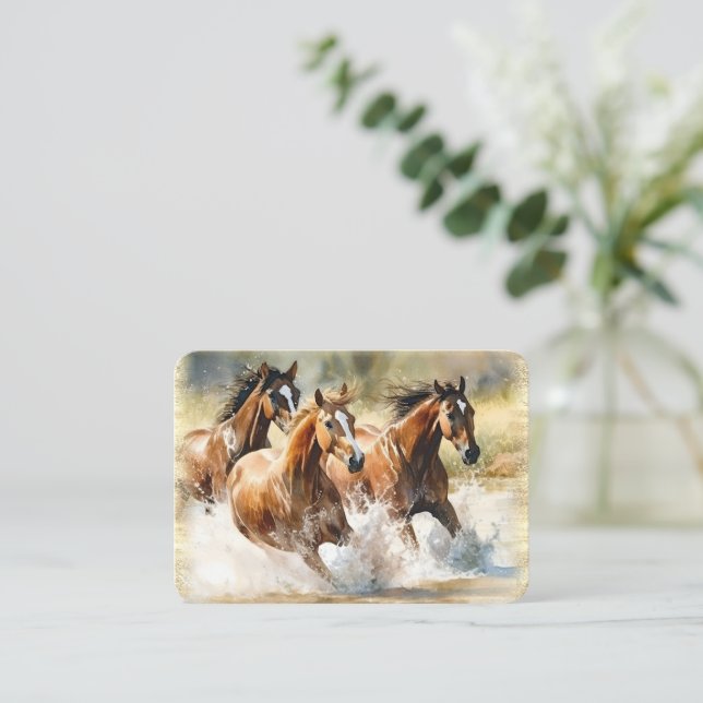 Carte De Visite Aquarelle des Chevaux sauvages (Debout devant)