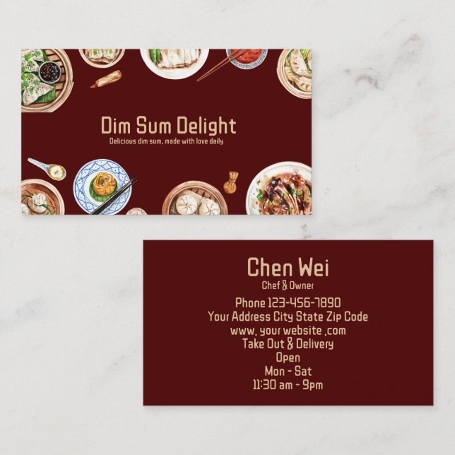 Carte De Visite Aquarelle Dimsum (Devant / Derrière)