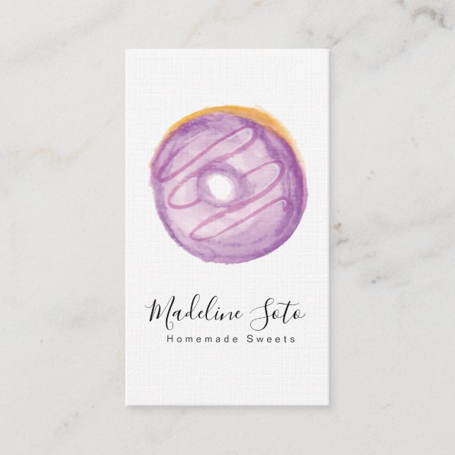 Carte De Visite Aquarelle Donuts sucreries Baking Gâteau décorateu (Devant)