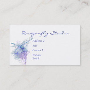 Carte De Visite Aquarelle douce personnalisée Bleu libellule