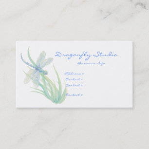 Carte De Visite Aquarelle douce personnalisée Bleu Vert Dragonfly