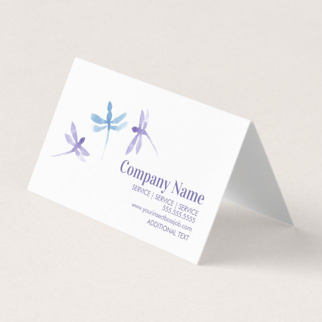 Carte De Visite Aquarelle Dragonfly Compagnie peinte à la main (Devant)