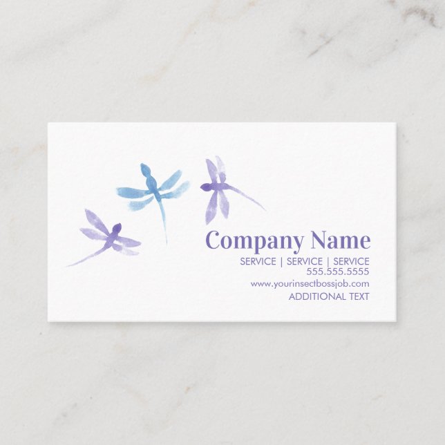 Carte De Visite Aquarelle Dragonfly Compagnie peinte à la main   (Devant)
