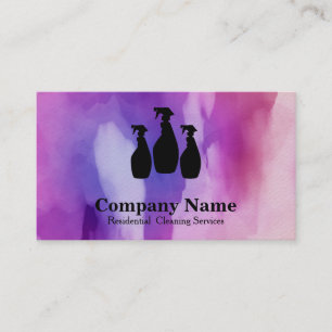 Carte De Visite Aquarelle du service de nettoyage élégant