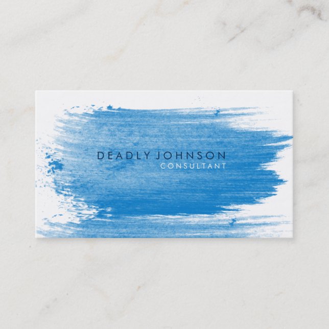 Carte De Visite Aquarelle Elegant Simple Splatter Blue (Devant)