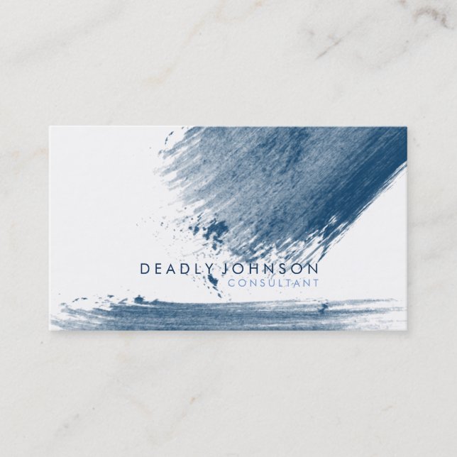 Carte De Visite Aquarelle Elegant Simple Splatter Blue (Devant)