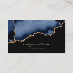 Carte De Visite aquarelle élégante agate bleue