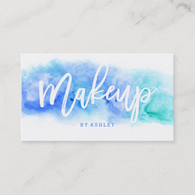 Carte De Visite Aquarelle élégante de bleu de typographie de (Devant)