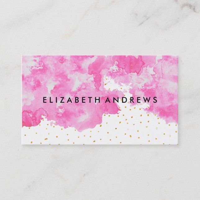 Carte De Visite Aquarelle élégante de lavage de rose de confettis (Devant)