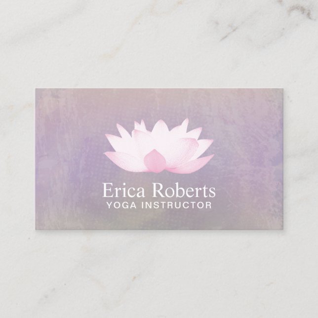 Carte De Visite Aquarelle élégante de Lotus d'instructeur de yoga (Devant)