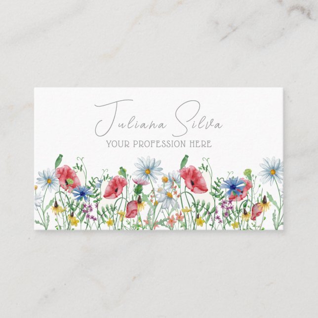 Carte De Visite Aquarelle élégante florale illustrative avec QR (Devant)