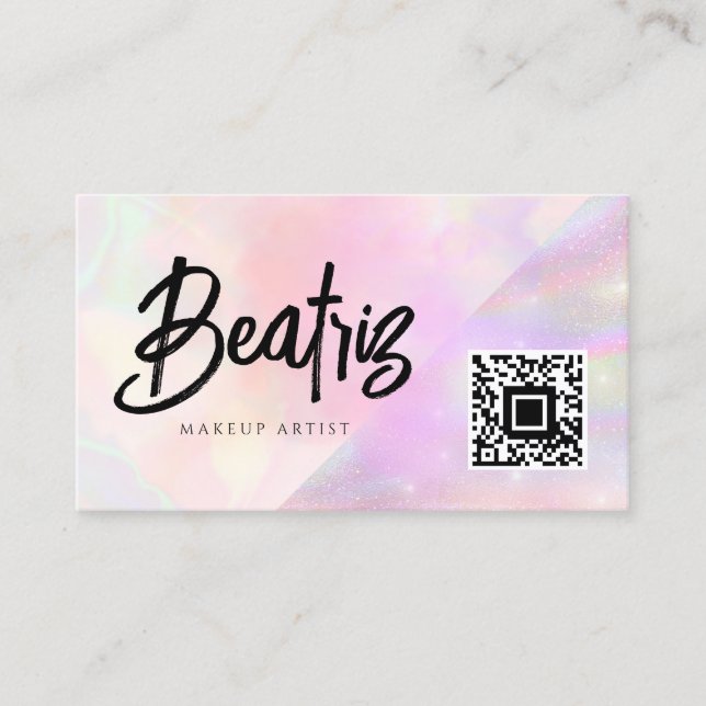 Carte De Visite Aquarelle élégante rose feminine girly Holographiq (Devant)