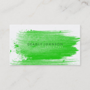 Carte De Visite Aquarelle Élégante Simple Splatter Vert Nature