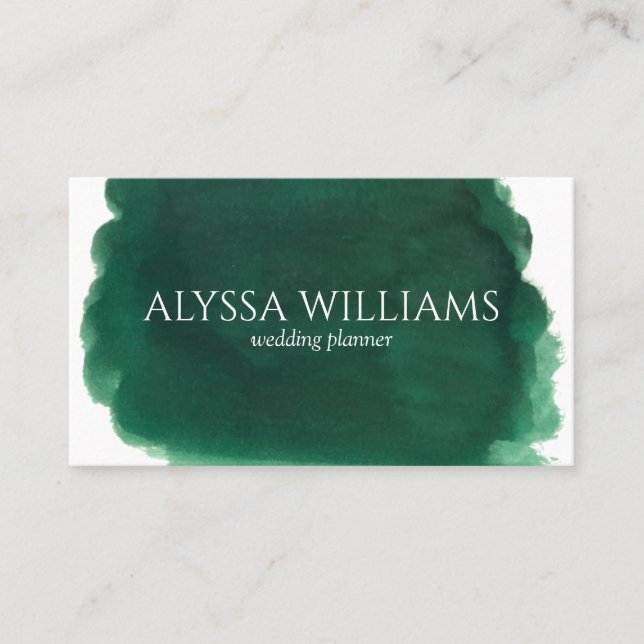 Carte De Visite Aquarelle Emerald Green Luxe moderne (Devant)