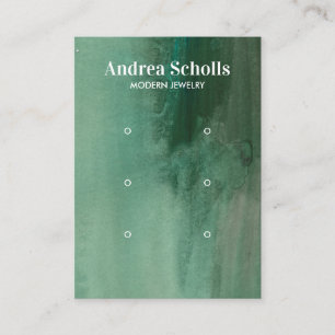 Carte De Visite Aquarelle Émeraude Vert Bijoux 3 oreilles
