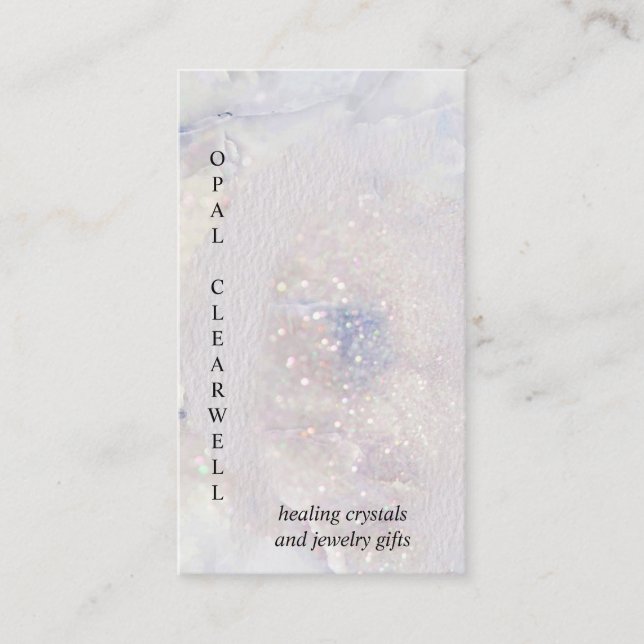 Carte De Visite Aquarelle en cristal de Seaglass Opal Vertical (Devant)