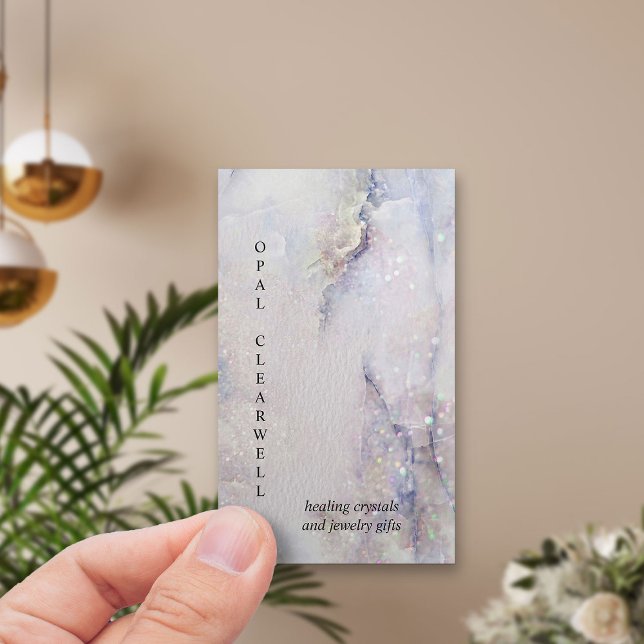Carte De Visite Aquarelle en quartz minéral cristal (Simple vertical business card with mineral and crystal quartz background)