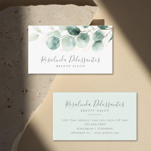 Carte De Visite Aquarelle Eucalyptus Verdure Gold Foliage