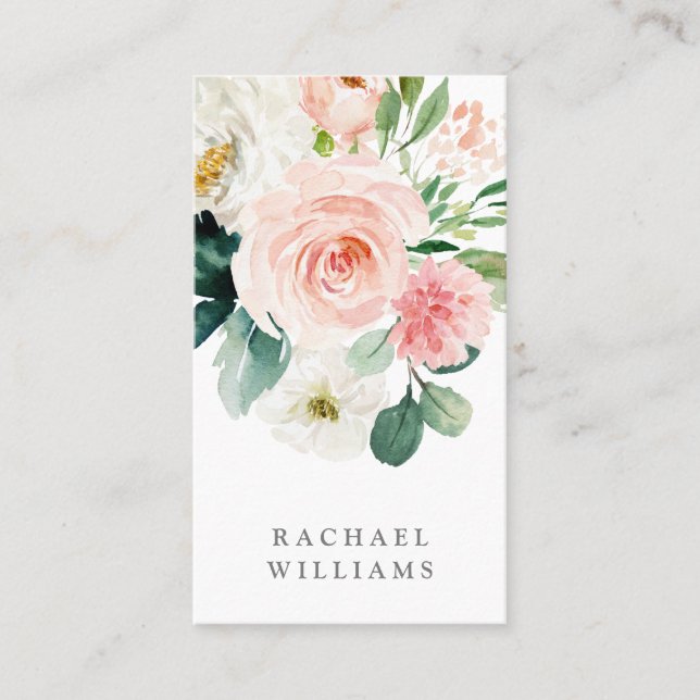 Carte De Visite Aquarelle féminine rose pâle (Devant)