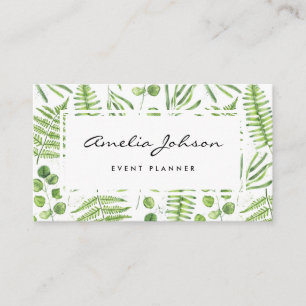 Carte De Visite Aquarelle Fermes et script Motif d'Eucalyptus