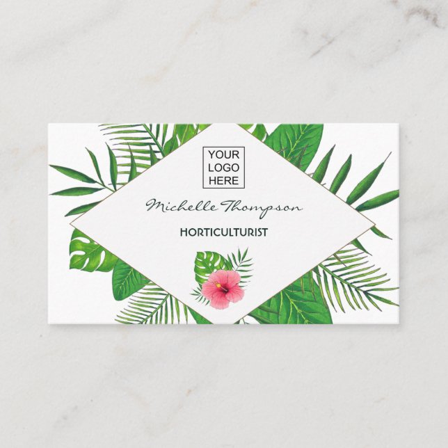 Carte De Visite Aquarelle feuillage tropical personnalisé (Devant)