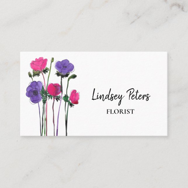 Carte De Visite Aquarelle fleuriste (Devant)