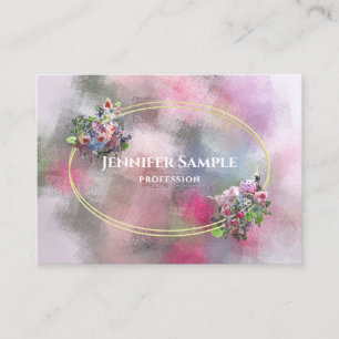 Carte De Visite Aquarelle Fleurs Abstraites Gold Frame Chic Modern