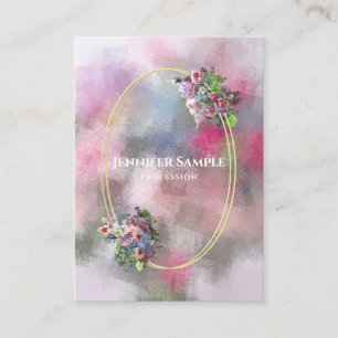 Carte De Visite Aquarelle Fleurs Abstraites Or Cadre Moderne Chic