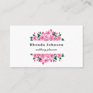 Carte De Visite Aquarelle Fleurs roses Fleurs de cerisier Fleur de