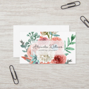 Carte De Visite Aquarelle Fleurs roses Floral