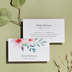 Carte De Visite Aquarelle florale Blush & Sage