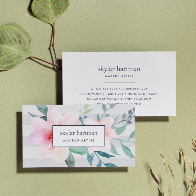 Carte De Visite Aquarelle florale Blush & Sage (Créateur téléchargé)
