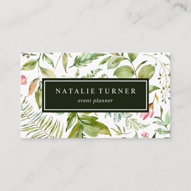 Carte De Visite Aquarelle florale botanique (Devant)
