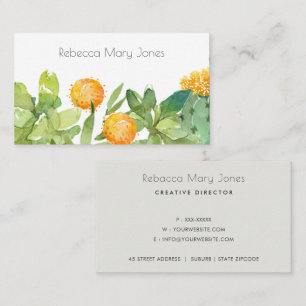 CARTE DE VISITE AQUARELLE FLORALE DE JARDIN DE CACTUS SUCCULENT